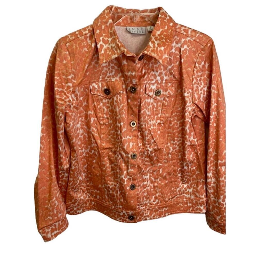 JOAN RIVERS Sz 6 Jacket Apricot/Coral Animal Print Cotton‎ Blend Sporty